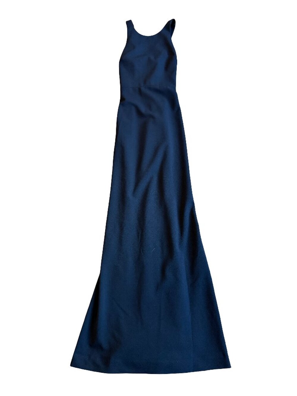BHLDN Navy Halter Crisscross Back Pleated Maxi Dress Gown Evening Size 4 Women's